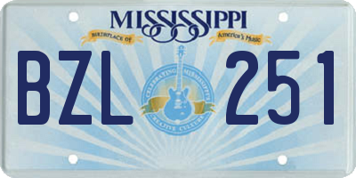 MS license plate BZL251