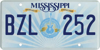 MS license plate BZL252