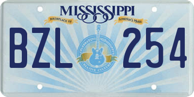 MS license plate BZL254