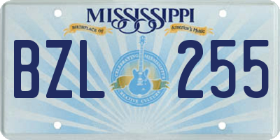MS license plate BZL255