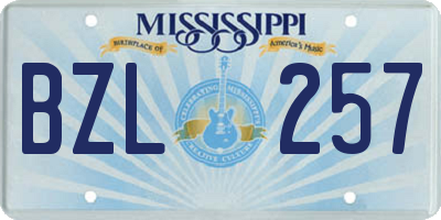 MS license plate BZL257