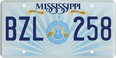 MS license plate BZL258