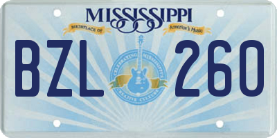 MS license plate BZL260