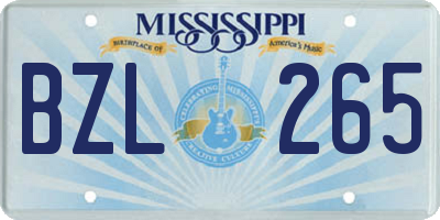 MS license plate BZL265