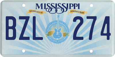 MS license plate BZL274