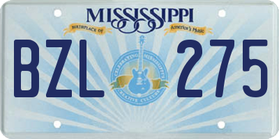 MS license plate BZL275