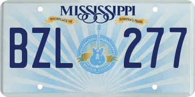 MS license plate BZL277