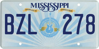 MS license plate BZL278