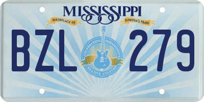MS license plate BZL279