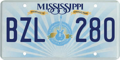 MS license plate BZL280