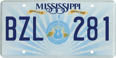 MS license plate BZL281