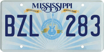 MS license plate BZL283