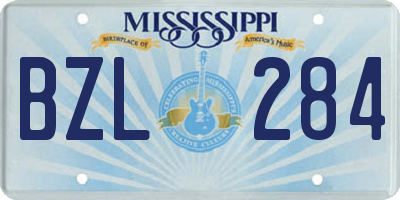 MS license plate BZL284