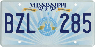 MS license plate BZL285