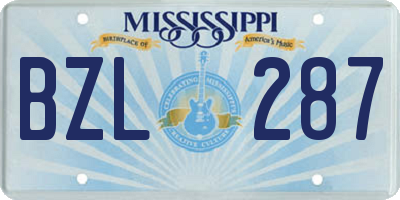 MS license plate BZL287