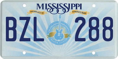 MS license plate BZL288