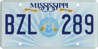 MS license plate BZL289