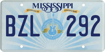 MS license plate BZL292