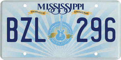 MS license plate BZL296