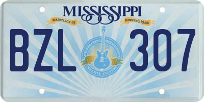 MS license plate BZL307