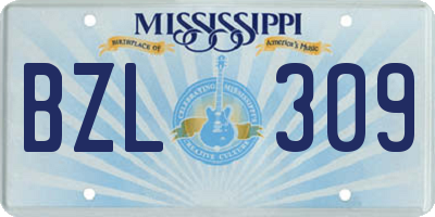 MS license plate BZL309