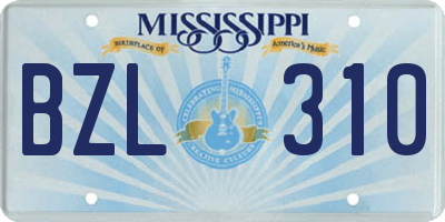 MS license plate BZL310