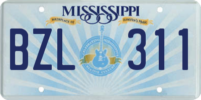 MS license plate BZL311