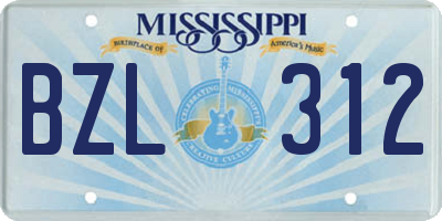 MS license plate BZL312