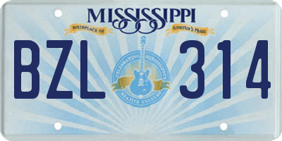MS license plate BZL314