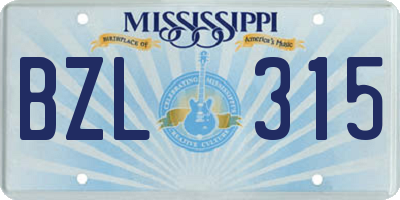 MS license plate BZL315