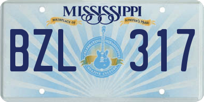 MS license plate BZL317