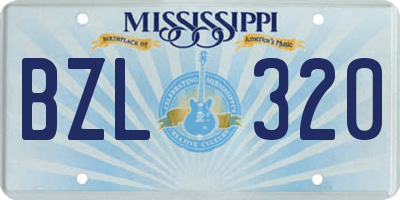 MS license plate BZL320