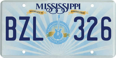 MS license plate BZL326