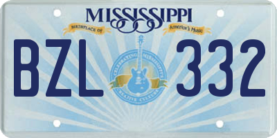 MS license plate BZL332