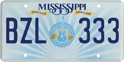 MS license plate BZL333