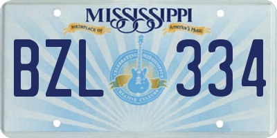 MS license plate BZL334