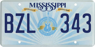 MS license plate BZL343