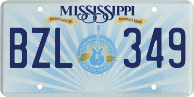MS license plate BZL349