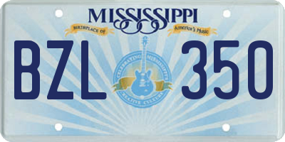 MS license plate BZL350
