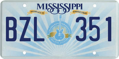 MS license plate BZL351