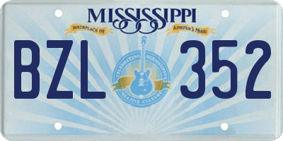 MS license plate BZL352