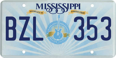MS license plate BZL353