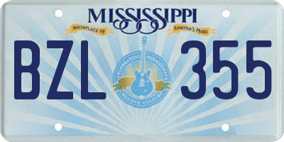 MS license plate BZL355