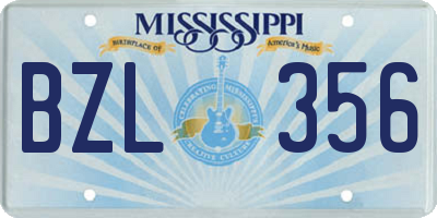MS license plate BZL356