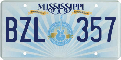 MS license plate BZL357