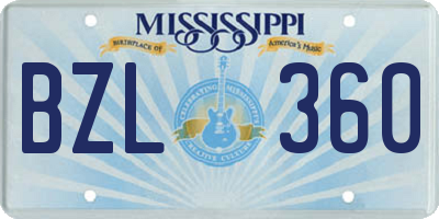 MS license plate BZL360