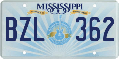 MS license plate BZL362