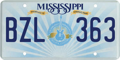MS license plate BZL363