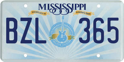 MS license plate BZL365