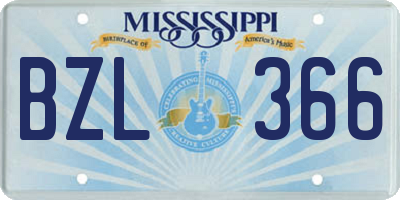 MS license plate BZL366